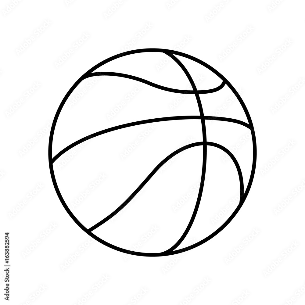 Black and White Basketball Ball Outline Vector Icon Isolated Stock Vector |  Adobe Stock