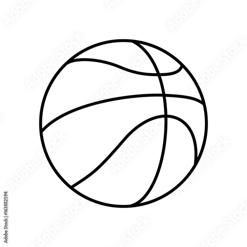 Black and White Basketball Ball Outline Vector Icon Isolated