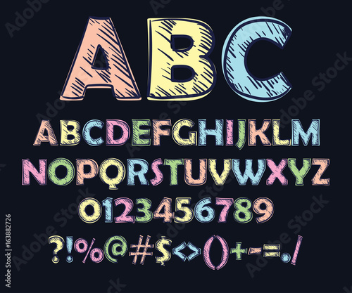 Colorful font.  Doodle style