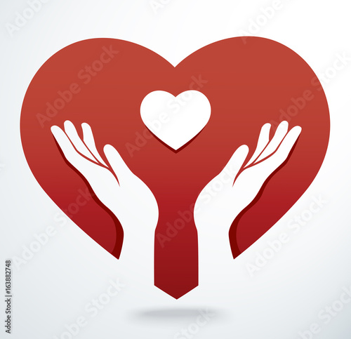 hands pray and heart icon vector