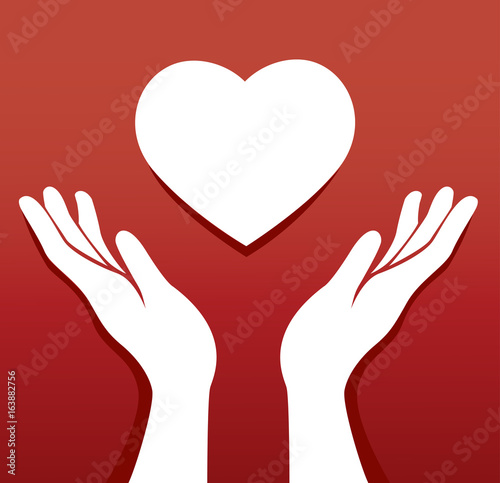 hands pray and heart icon vector