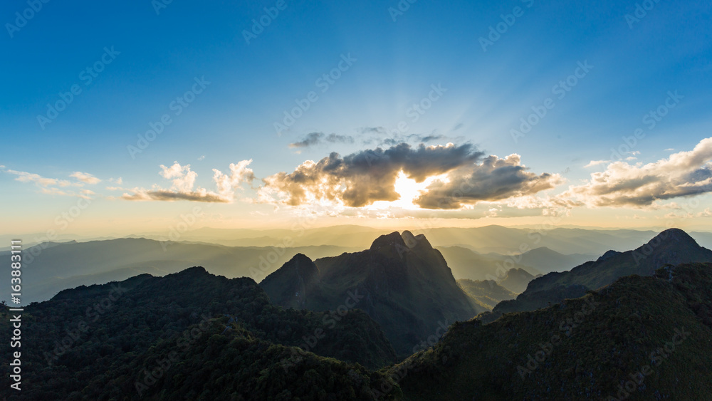 Obraz premium Sunset scene at Doi Luang Chiang Dao, Chiang Mai Province, Thailand