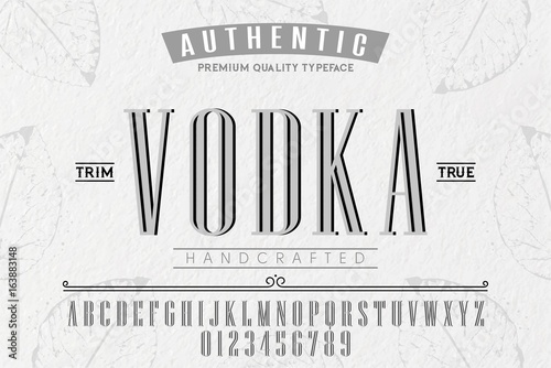 Font.Alphabet.Script.Typeface.Label.Vodka typeface.For labels and different type designs