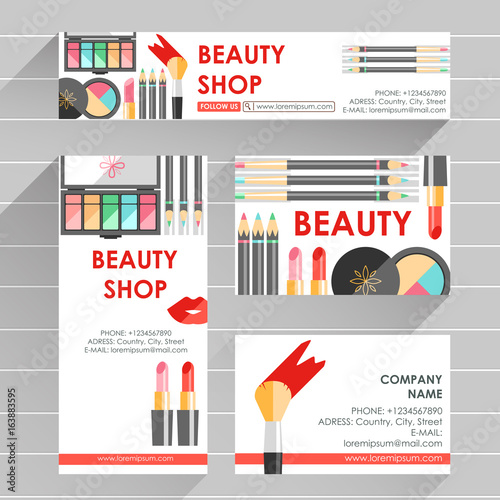 Vector flat ready design template for makeup artist, makeup stud