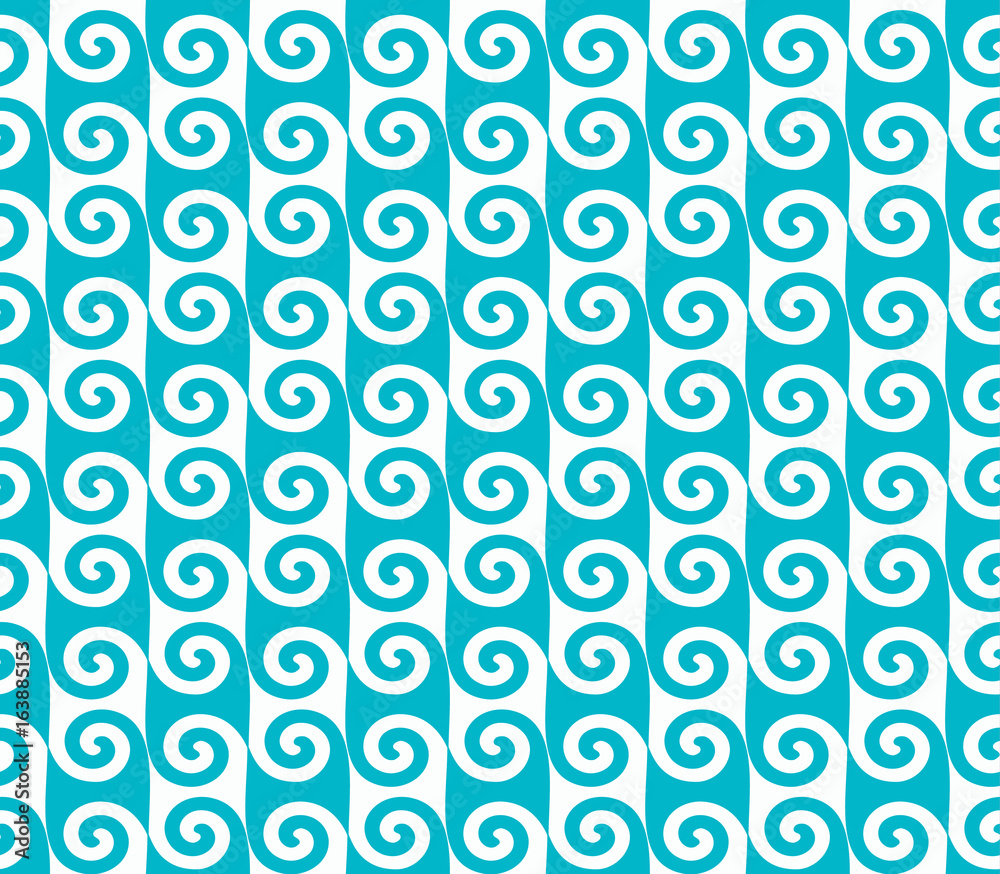 Blue spiral wave pattern. Seamless vector pattern for print.