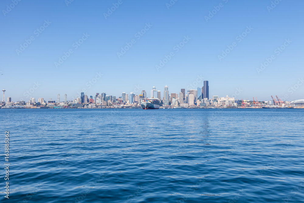 Seattle skyline and Puget Sound including Space Needle Seattle skyline and Puget Sound including Space Needle