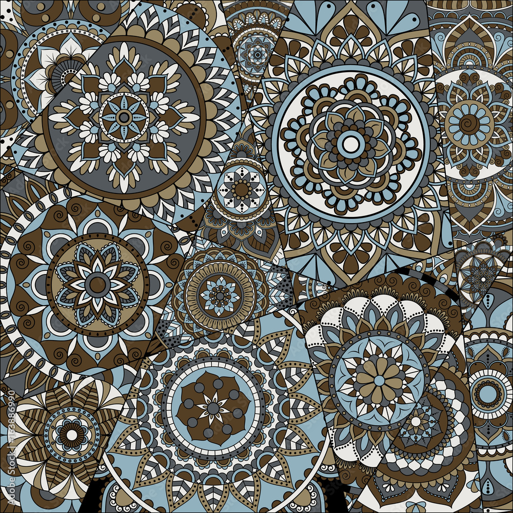 Fototapeta premium pattern with mandalas. Vintage decorative elements. Hand drawn background. Islam, Arabic, Indian, ottoman motifs.