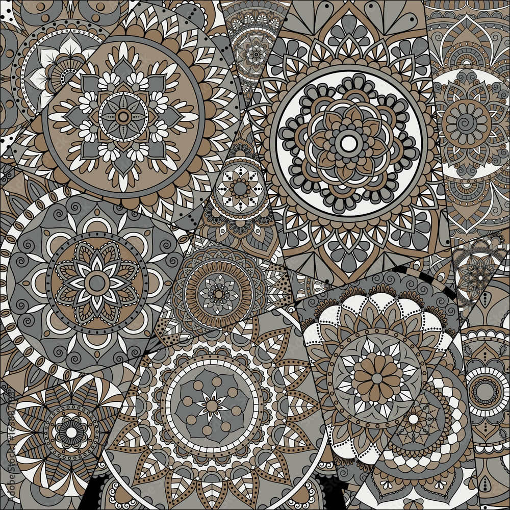 pattern with mandalas. Vintage decorative elements. Hand drawn background. Islam, Arabic, Indian, ottoman motifs.