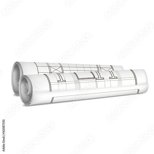 Realistic Detailed Drafts Paper Roll. Vector