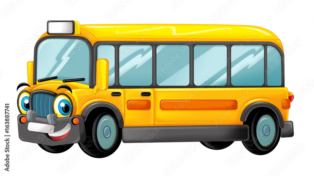 Cartoon happy and funny cartoon bus looking and smiling - illustration for children Cartoon happy and funny cartoon bus looking and smiling - illustration for children