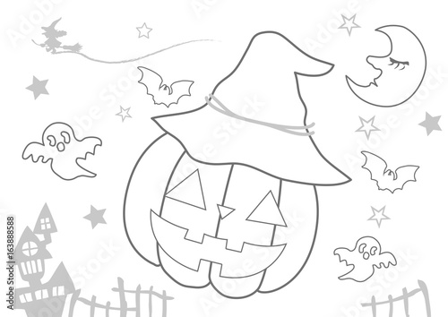 ハロウィンぬりえ
