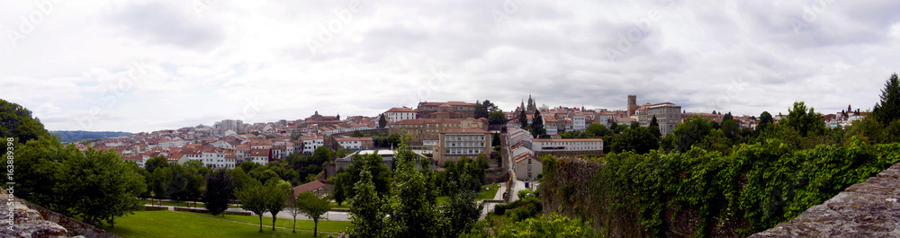 Panoramic view of Santiago de Compostela from Belvis park (Spain)
