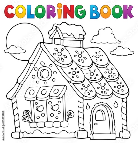 Coloring book gingerbread house theme 1