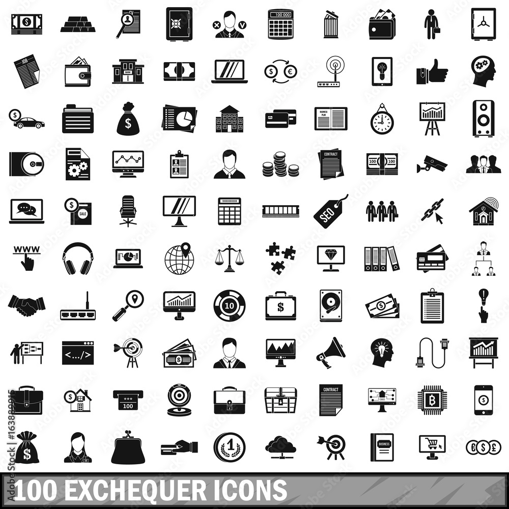 Fototapeta premium 100 exchequer icons set, simple style 