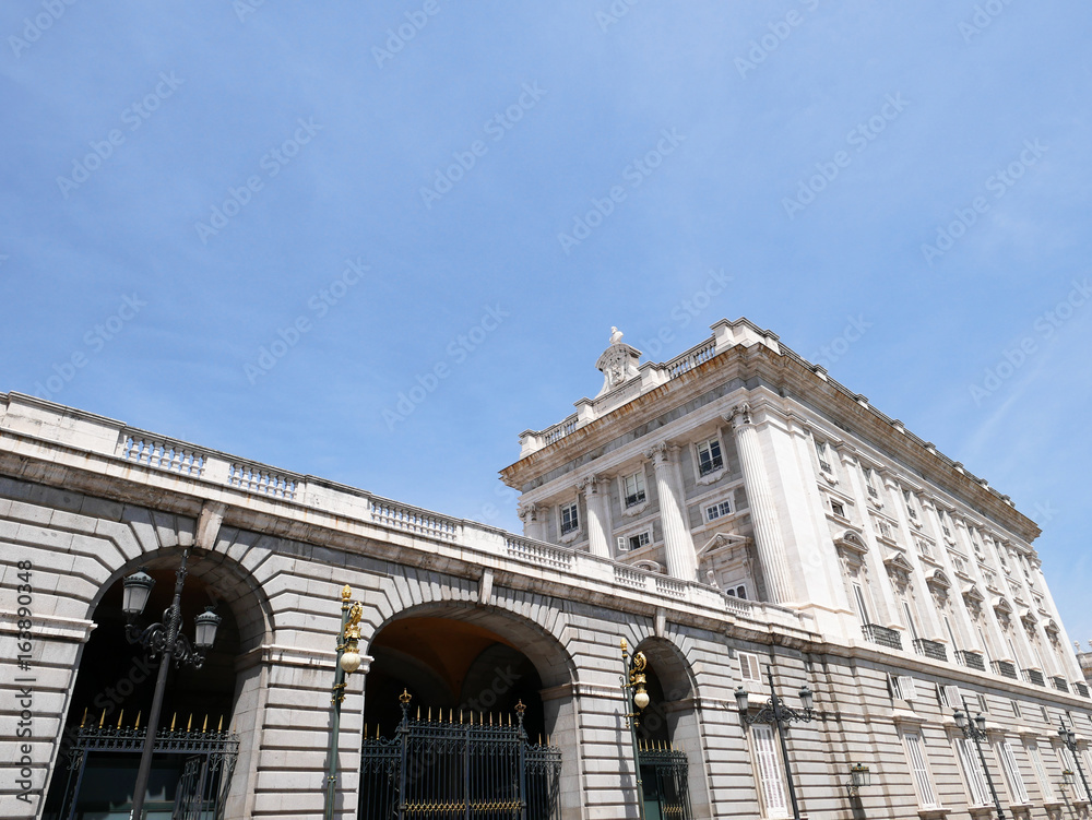 Obraz premium Part of Palacio Real de Madrid or Royal Palace of Madrid in Spain.