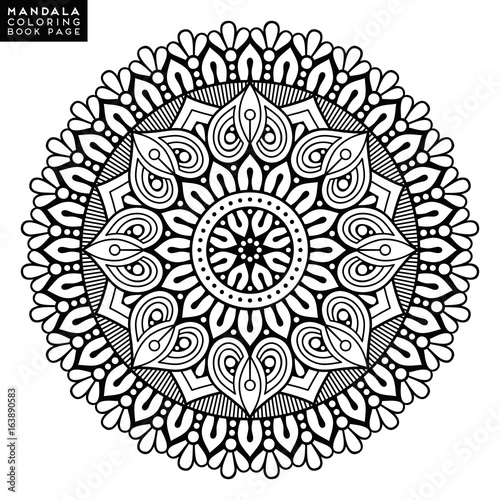 Flower Mandala. Vintage decorative elements. Oriental pattern, vector illustration. Islam, Arabic, Indian, moroccan,spain, turkish, pakistan, chinese, mystic, ottoman motifs. Coloring book page