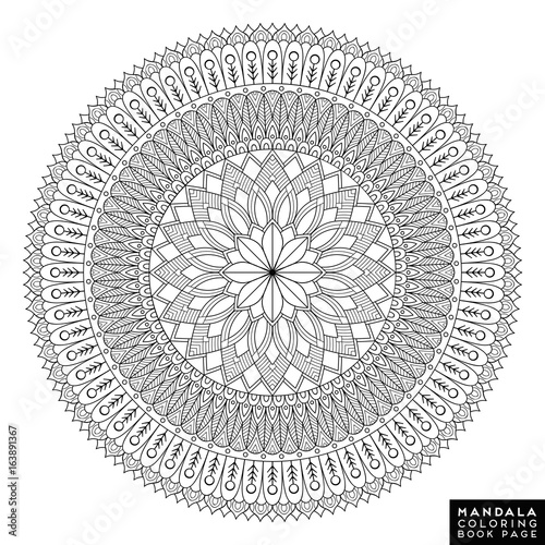 Flower Mandala. Vintage decorative elements. Oriental pattern, vector illustration. Islam, Arabic, Indian, moroccan,spain, turkish, pakistan, chinese, mystic, ottoman motifs. Coloring book page