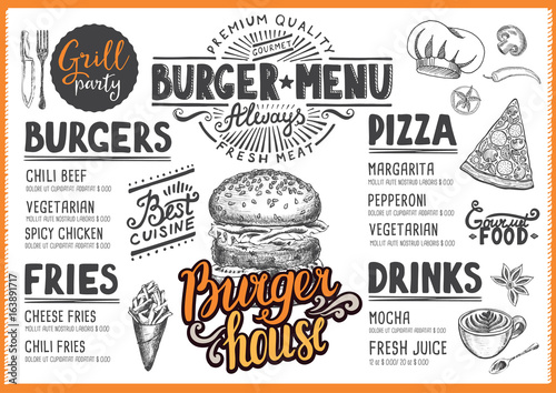 Menu restaurant, food template.