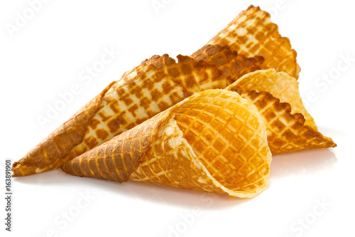 waffle cones isolated on white