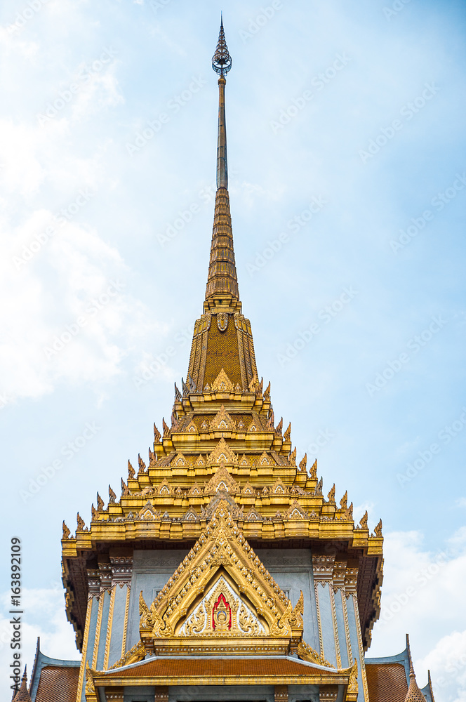 Top of Thai temple roof, golden roof