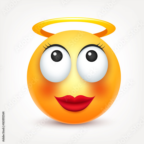 Smiley,emoticon. Yellow face with emotions. Facial expression. 3d realistic emoji. Sad,happy,angry faces.Funny cartoon character.Mood. Web icon. Vector illustration.