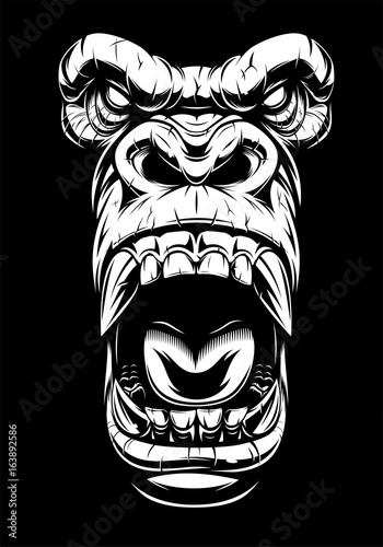 Ferocious gorilla head