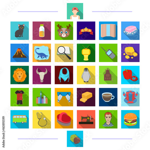 sport, industrially, medicine and other web icon in flat style., history, ecology, nature, icons in set collection.