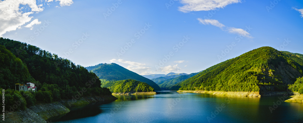 Beautiful scenery with Lake Voina, Romania on a summer day