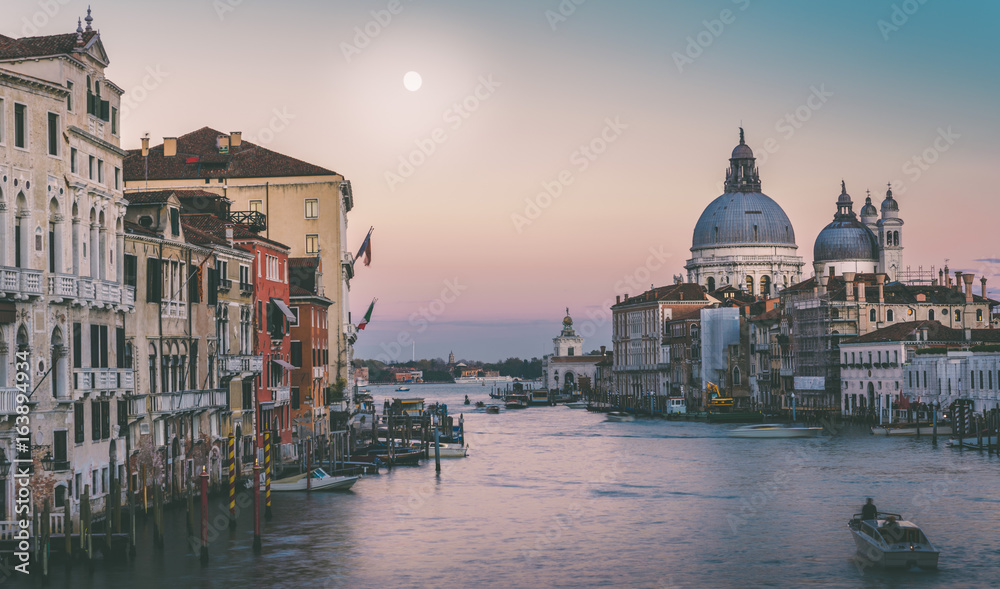 Grand Canal at sunset with super moon