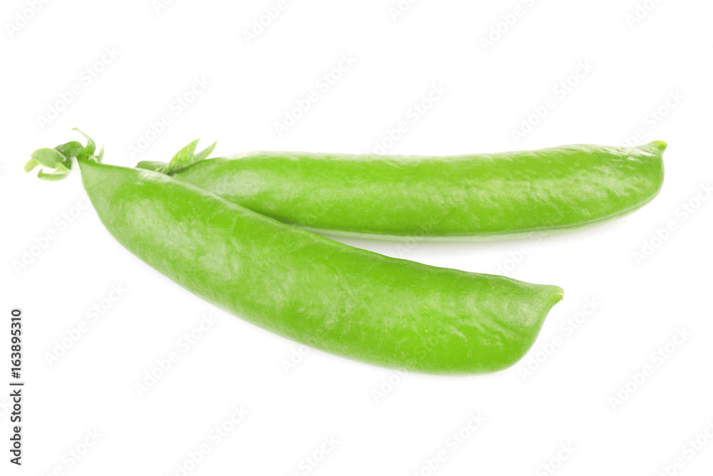 Fresh green peas pods on white background Fresh green peas pods on white background