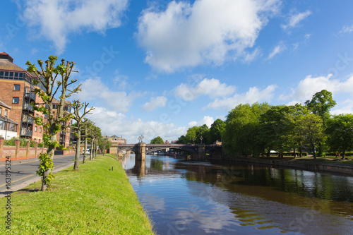 York UK River Ouse view towards Skeldergate Bridge