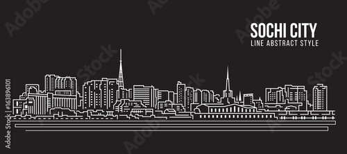 Cityscape Building Line art Vector Illustration design - Sochi city