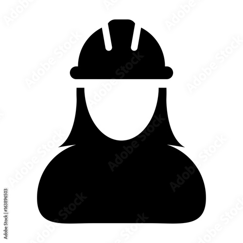 Woman Construction Worker Icon Vector Person Profile Avatar in Glyph Pictogram illustration