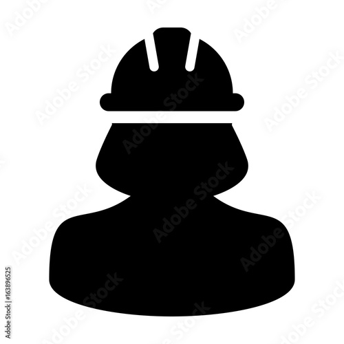 Woman Construction Worker Icon Vector Person Profile Avatar in Glyph Pictogram illustration