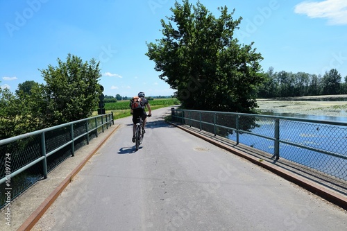 Fahrradfahren an der Donau bei Ulm 