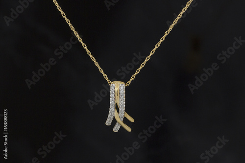 Yellow gold diamond necklace