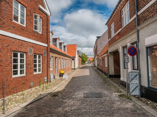 Traditional homes with cobbled streets in Ringkobing, Denmark © Frankix