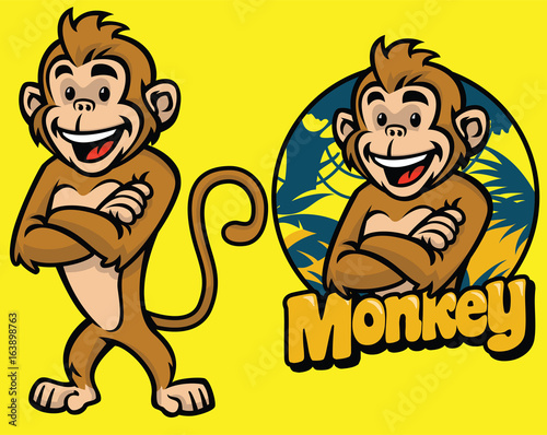 set of cartoon monkey character photo