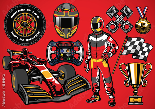 Set of high detailed formula racing car element