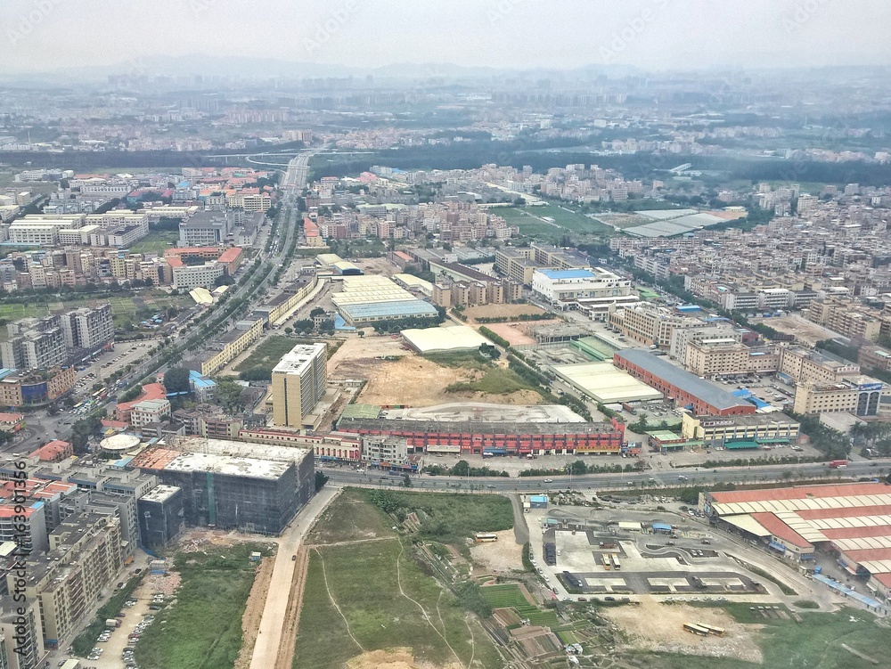 Bird's eye view of Chinese city