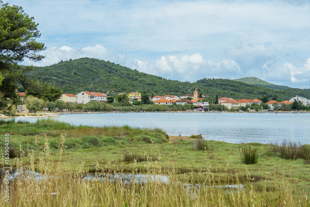 meadow at sea coast in mediteranian city Mrljane at island Pasman meadow at sea coast in mediteranian city Mrljane at island Pasman