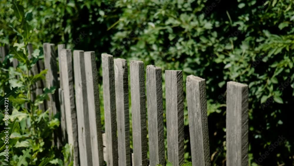 The russian countryside. Old unpainted wooden fence. 4K The russian countryside. Old unpainted wooden fence. 4K