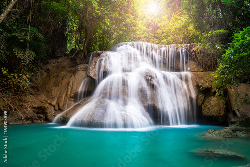 Waterfall in Thailand, called Huay or Huai mae khamin in Kanchanaburi Provience