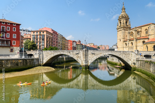 Bilbao old town view on sunny day, Spain