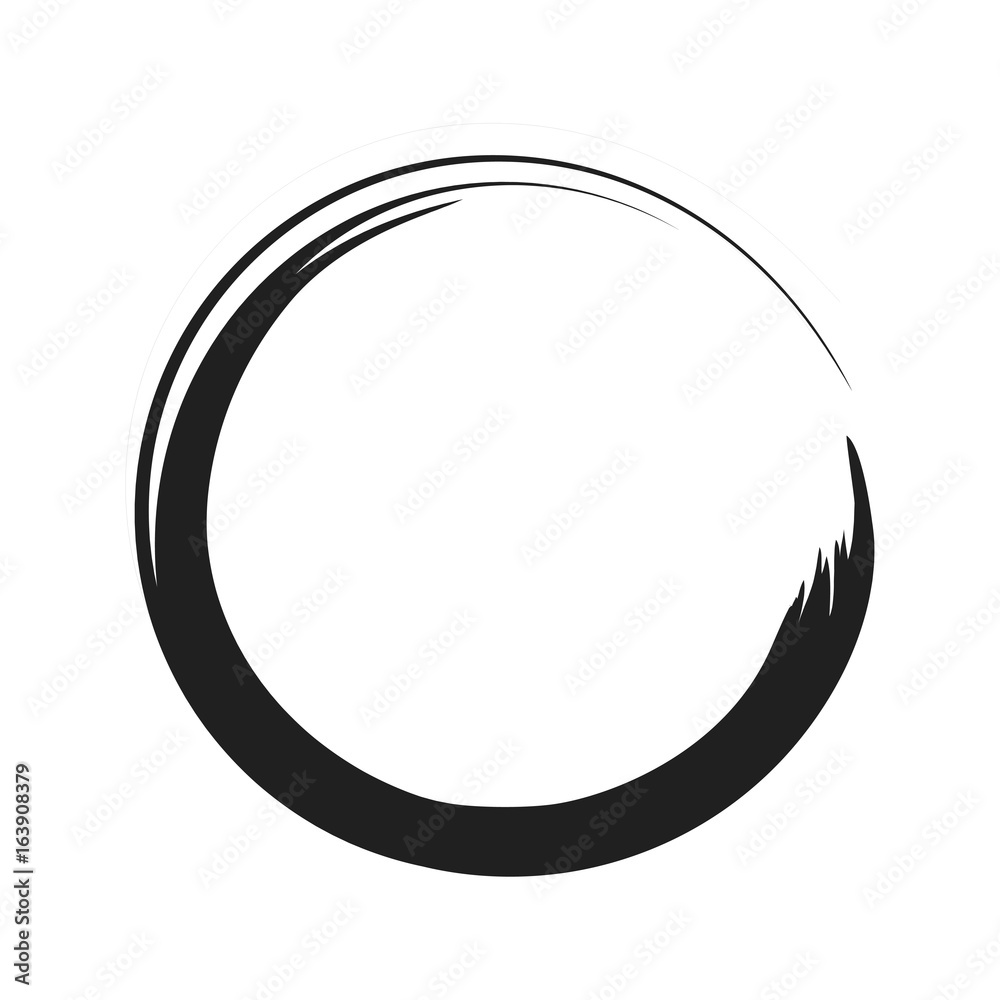 Vector black paint brush circle stroke. Abstract japanese style hand drawn black ink circle. Vector black paint brush circle stroke. Abstract japanese style hand drawn black ink circle.