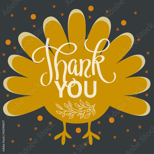 Thankyou. Happy thanksgiving day. Hand lettered vector illustration