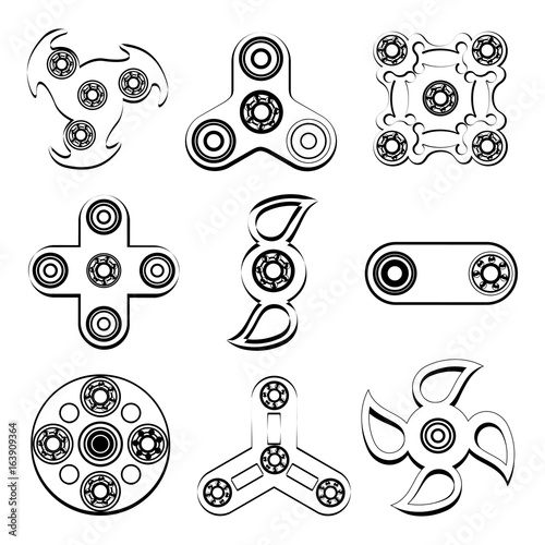 Fidget spinner stress relief toys , silhouette of flat icon.