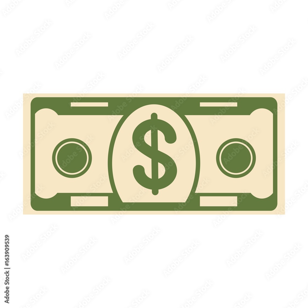 Paper dollar banknote coin. Symbol of wealth, success and good luck. Bank and Finance. Flat vector cartoon illustration. Objects isolated on a white background.