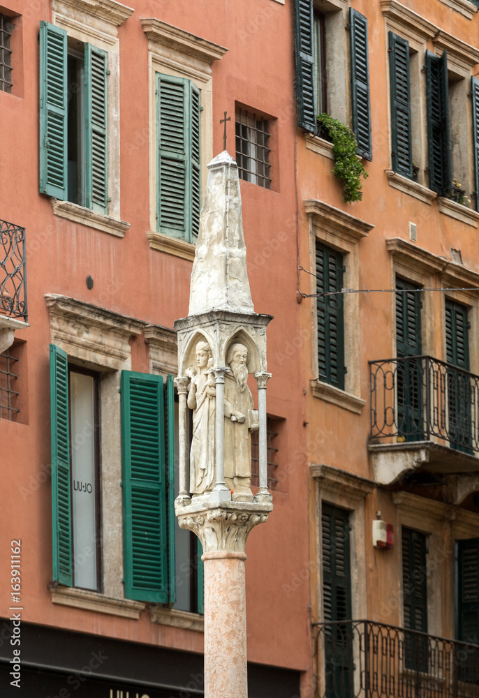 The fifteenth-century column at Piazza Bra in Verona. Italy