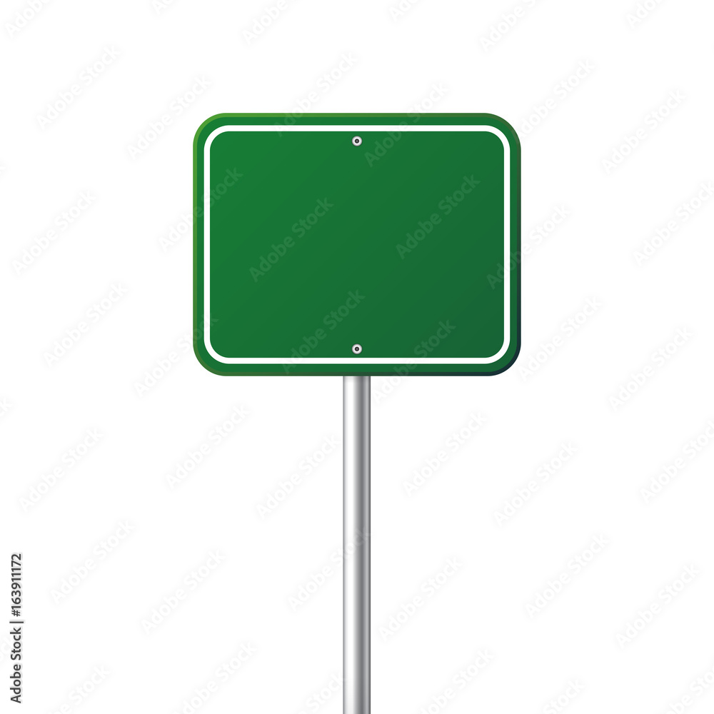 Road green traffic sign. Blank board with place for text.Mockup. Isolated information sign. Direction. Vector illustration. Road green traffic sign. Blank board with place for text.Mockup. Isolated information sign. Direction. Vector illustration.